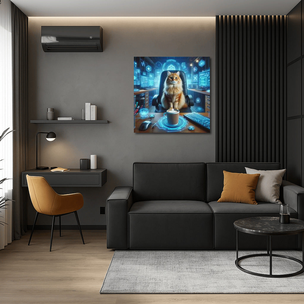 Cyber Cat in Cafe: Bright Accent for Your Walls