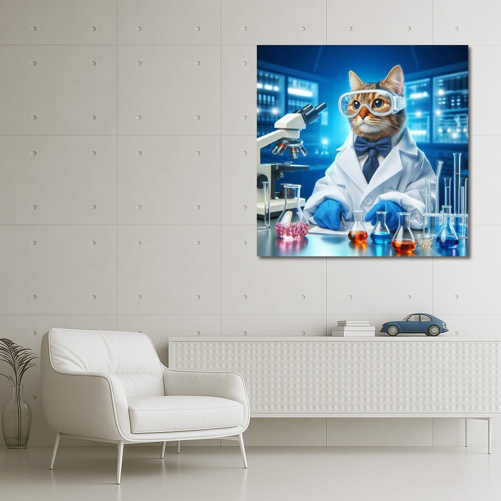 Scientist Cat in the Future Lab: The White Coat Experiment