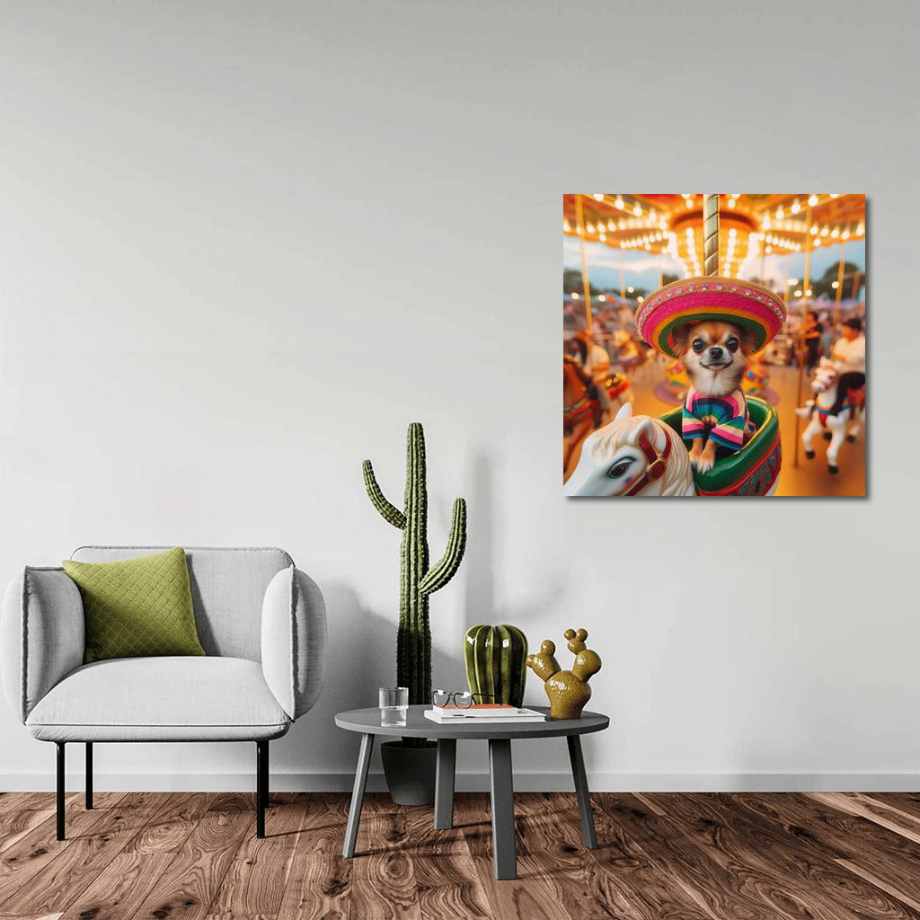 Chihuahua in Carnival Whirlwind: A Bright Explosion of Joy for Your Interior