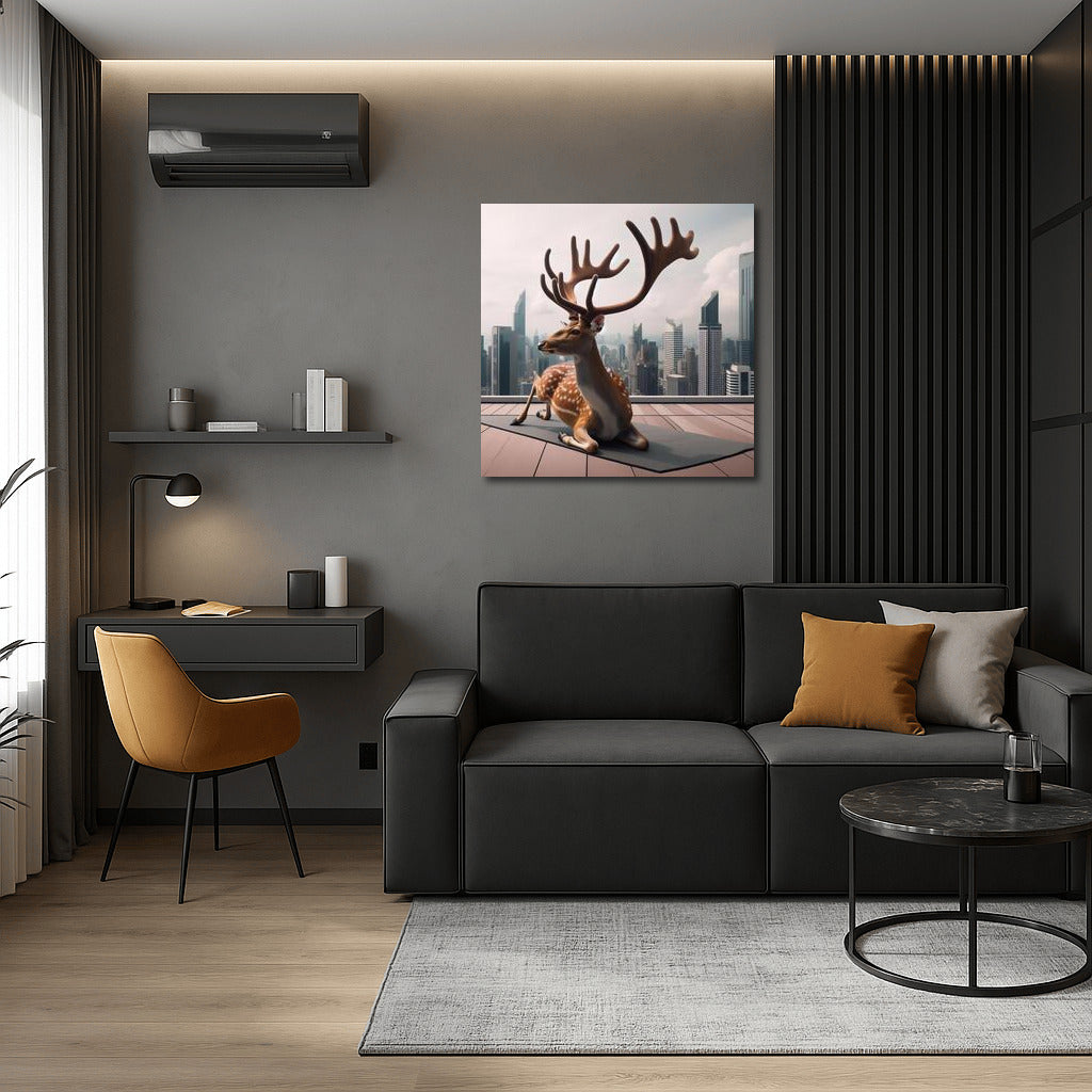 Yoga Deer on the Roof of a Metropolis: Harmony of Nature and the City