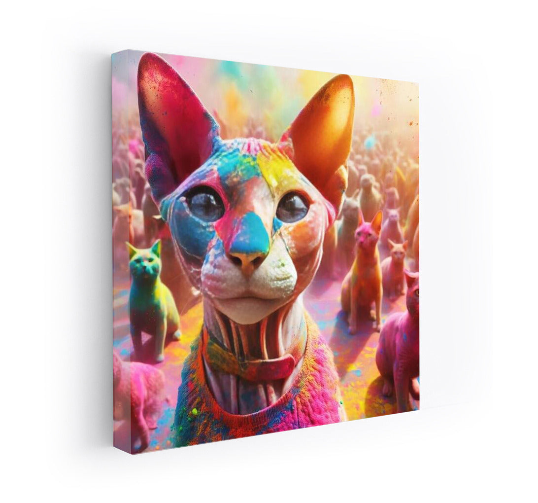 Devon Rex in Holi's Colored Whirlwind