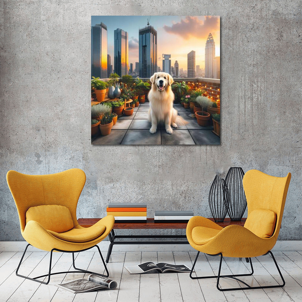 Adorable Dog on the City Roof: Comfort and Magic
