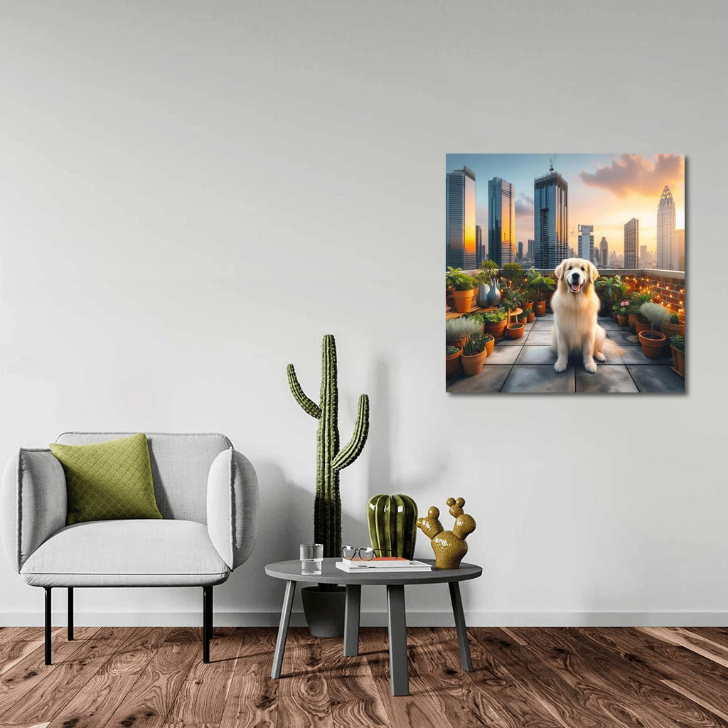 Adorable Dog on the City Roof: Comfort and Magic