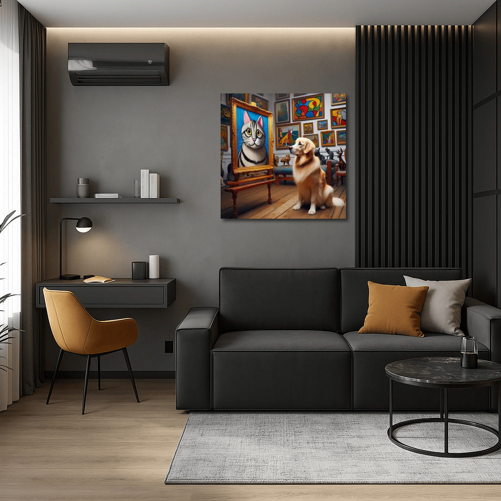 Dog in the Gallery: Mysterious Cat Brings Walls to Life