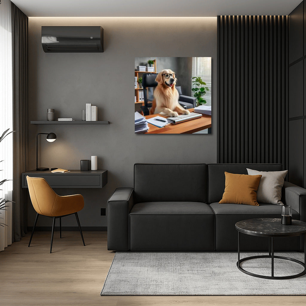 Office Dog at Computer: Fun Wall Decoration for Workspace