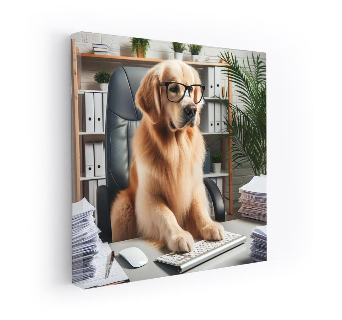 Business Dog: Hard Worker at the Computer