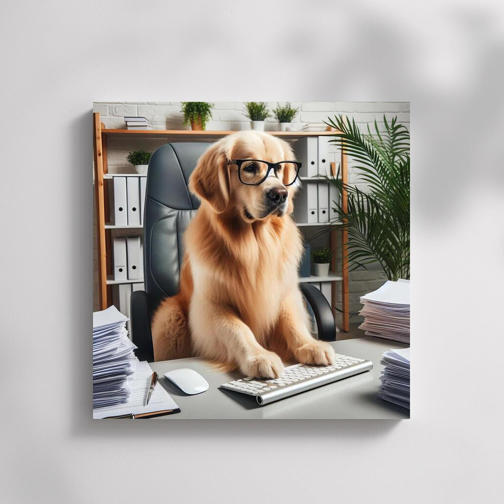 Business Dog: Hard Worker at the Computer