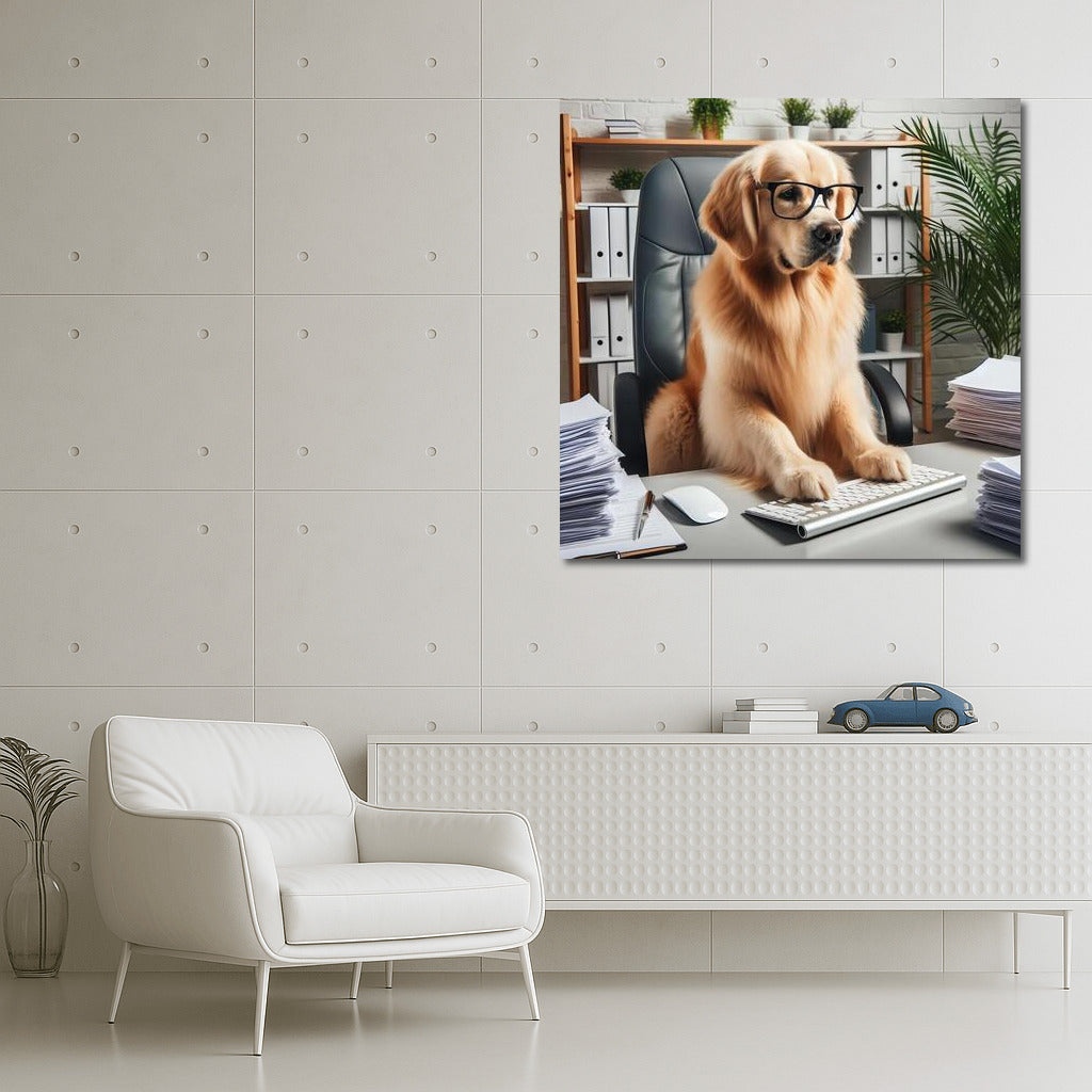 Business Dog: Hard Worker at the Computer