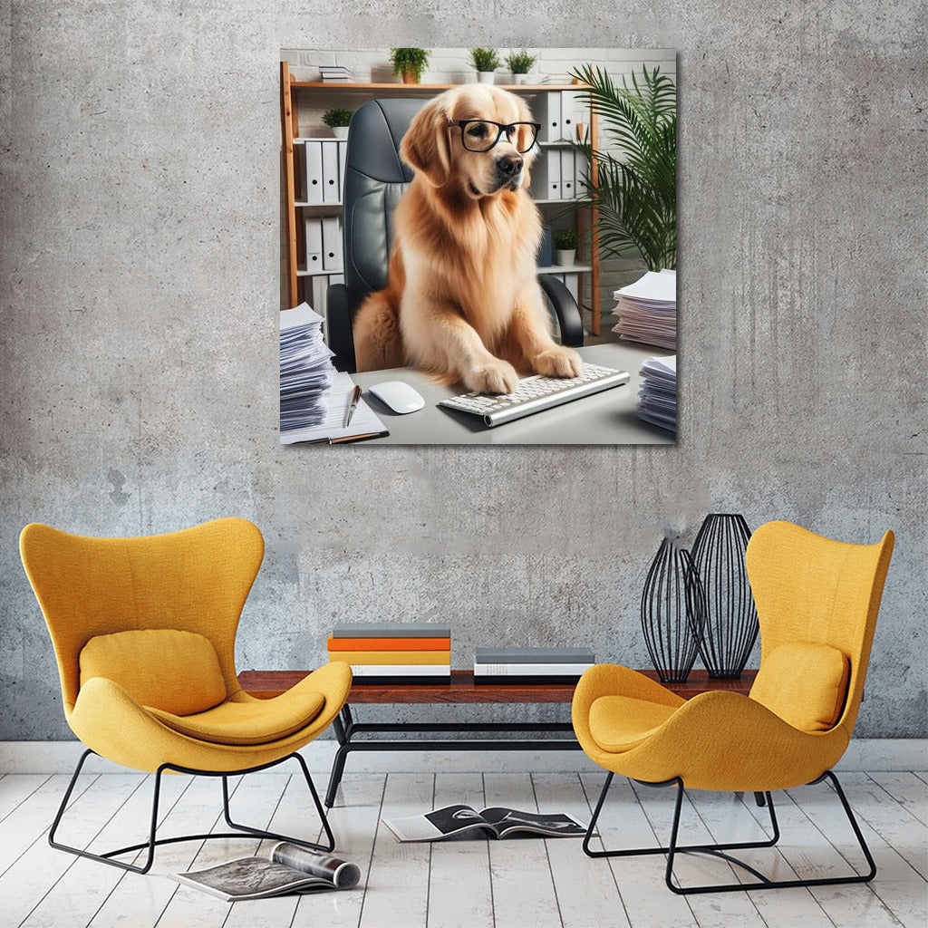 Business Dog: Hard Worker at the Computer
