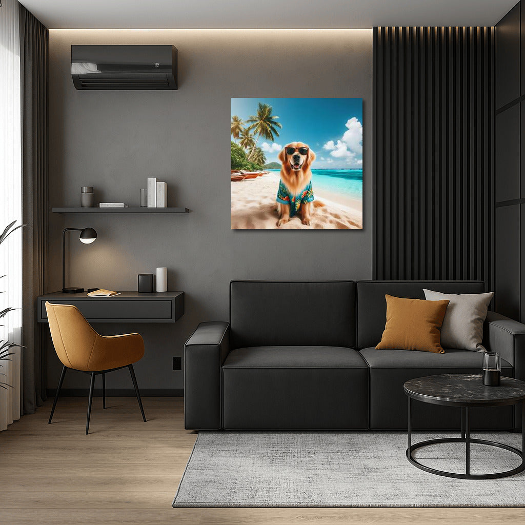 Sunny Dog in Tropical Paradise: A Bright Accent for Your Interior