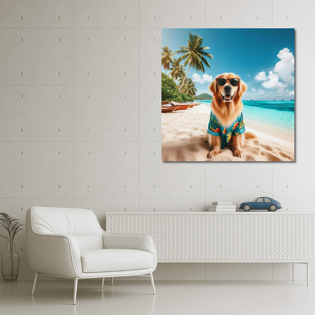 Sunny Dog in Tropical Paradise: A Bright Accent for Your Interior