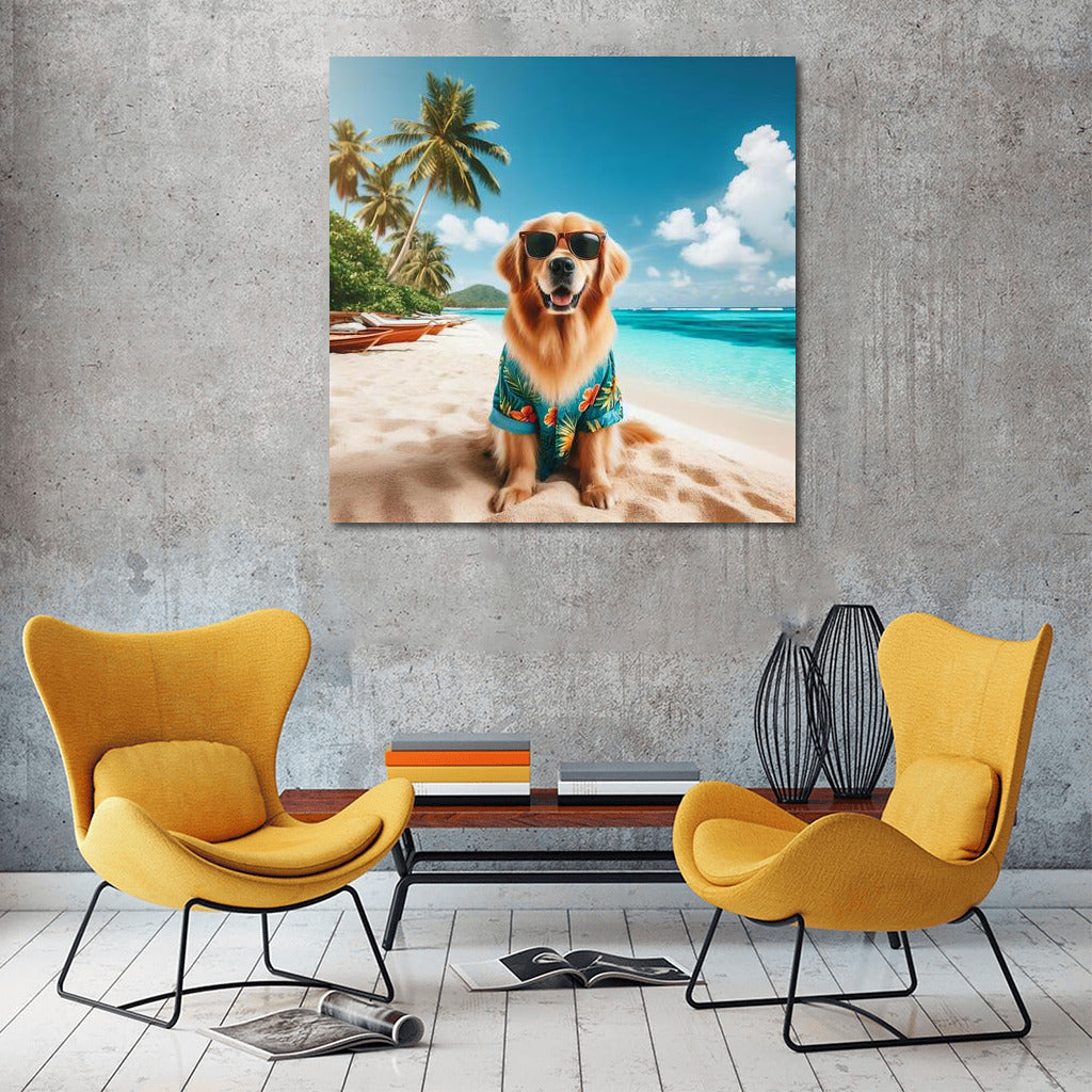 Sunny Dog in Tropical Paradise: A Bright Accent for Your Interior