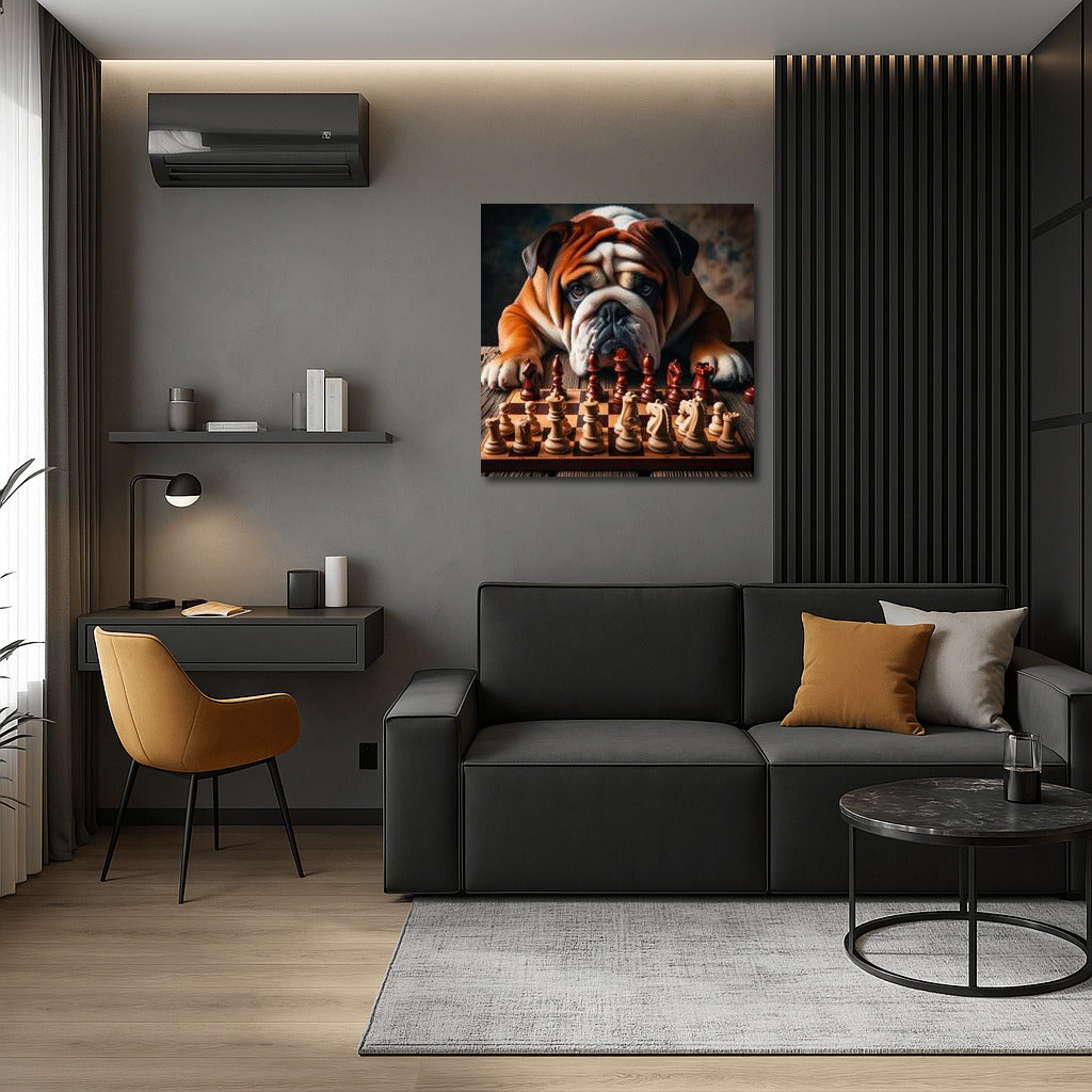 Chess Duel: English Bulldog and Living Pieces