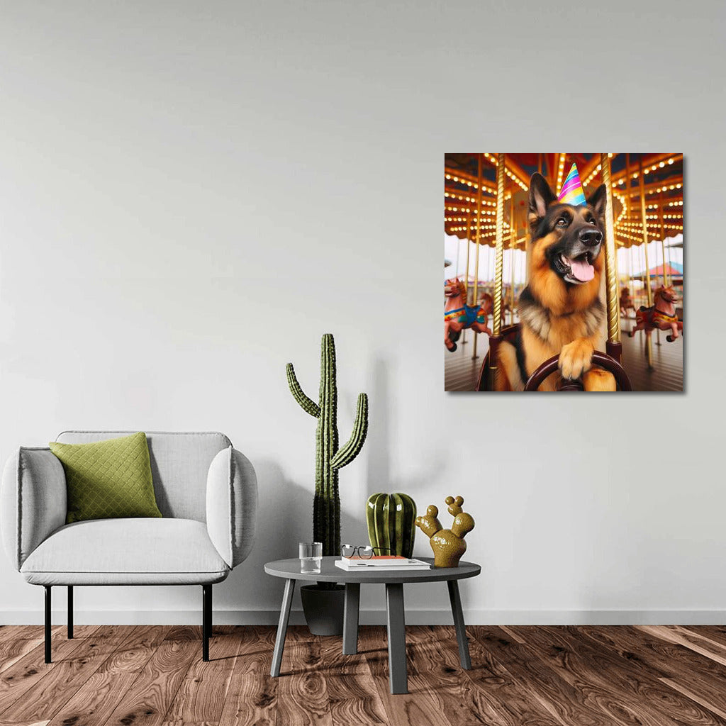 German Shepherd on the Carousel: Carnival Magic