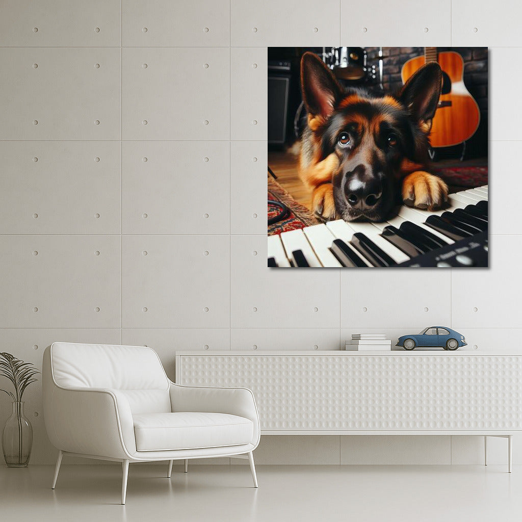German Shepherd in the Music Studio: Harmony of Sounds and Barking