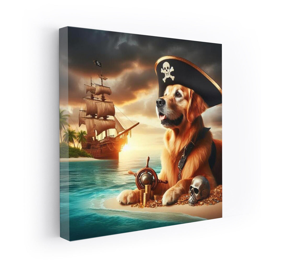 Golden Retriever: Pirate Captain at Treasure Island
