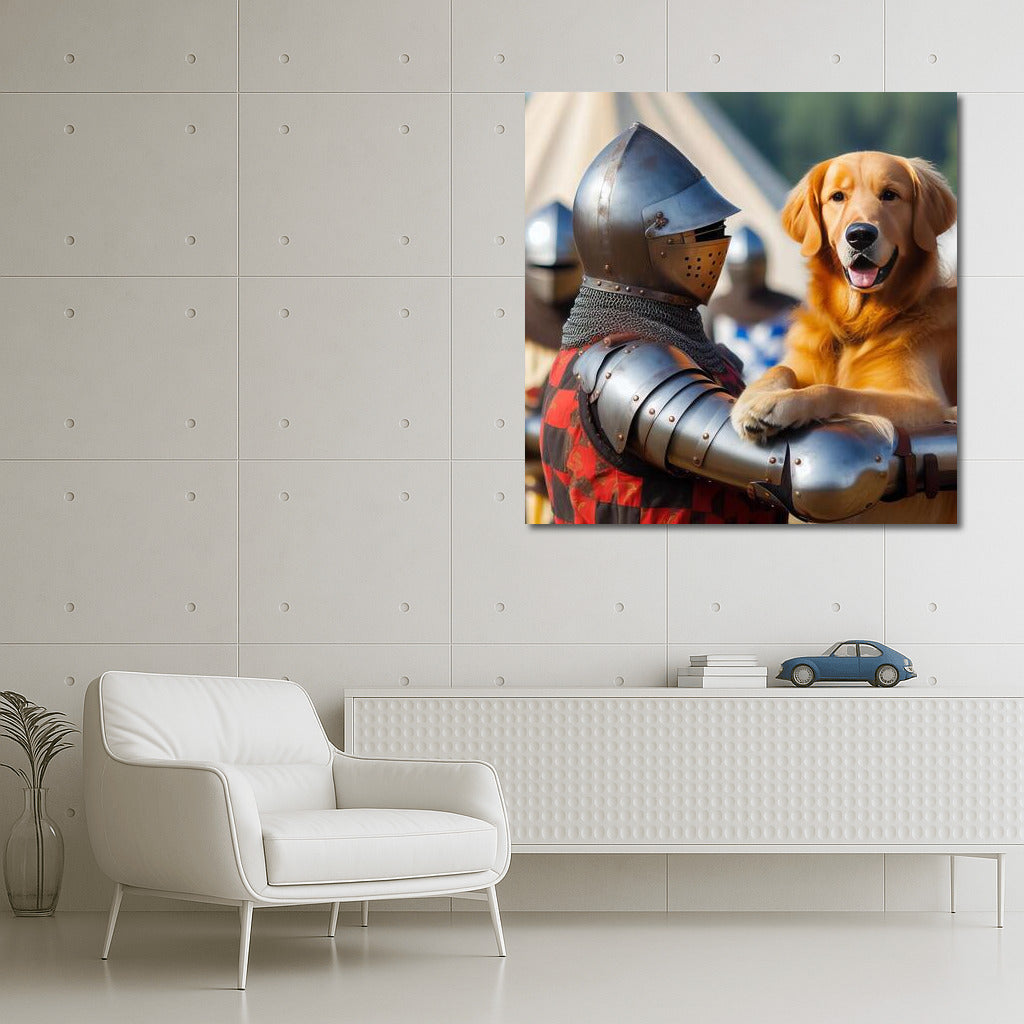 Golden Retriever at the Medieval Tournament: Knightly Spirit in Your Interior