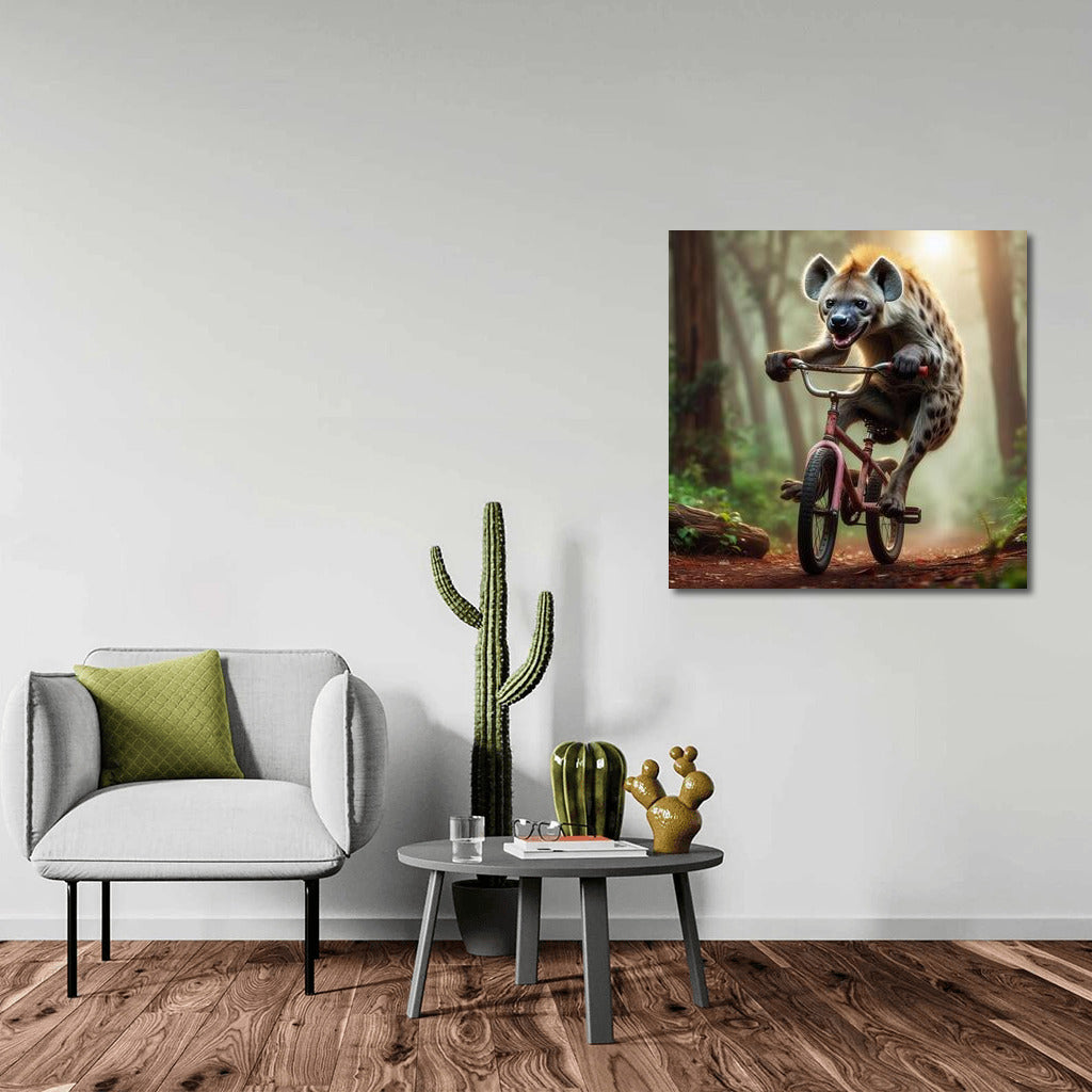 Playful Cyclist: Hyena in the Forest