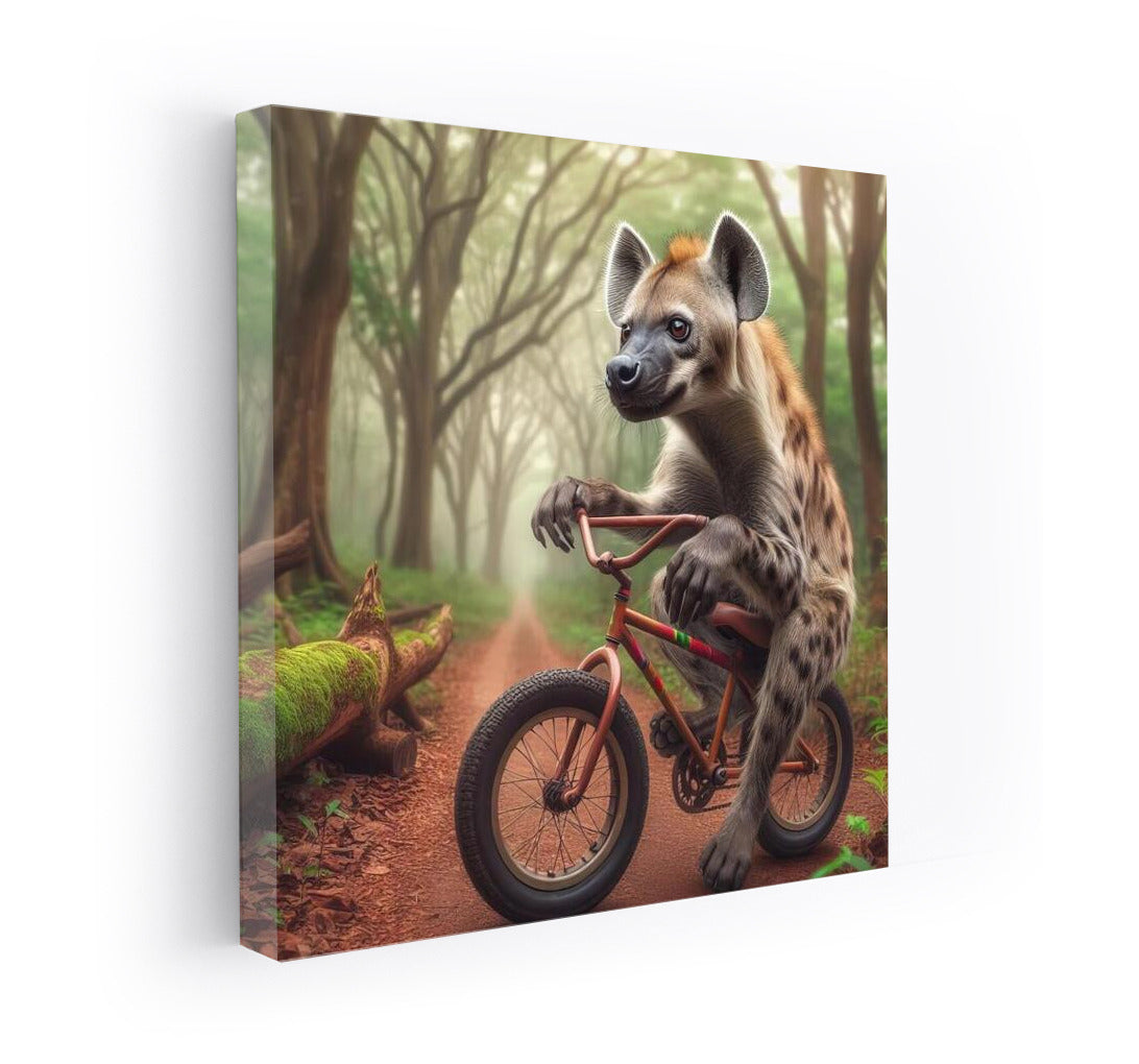 Hyena on a Bicycle in the Mysterious Forest: Bright and Humorous Interior Decor
