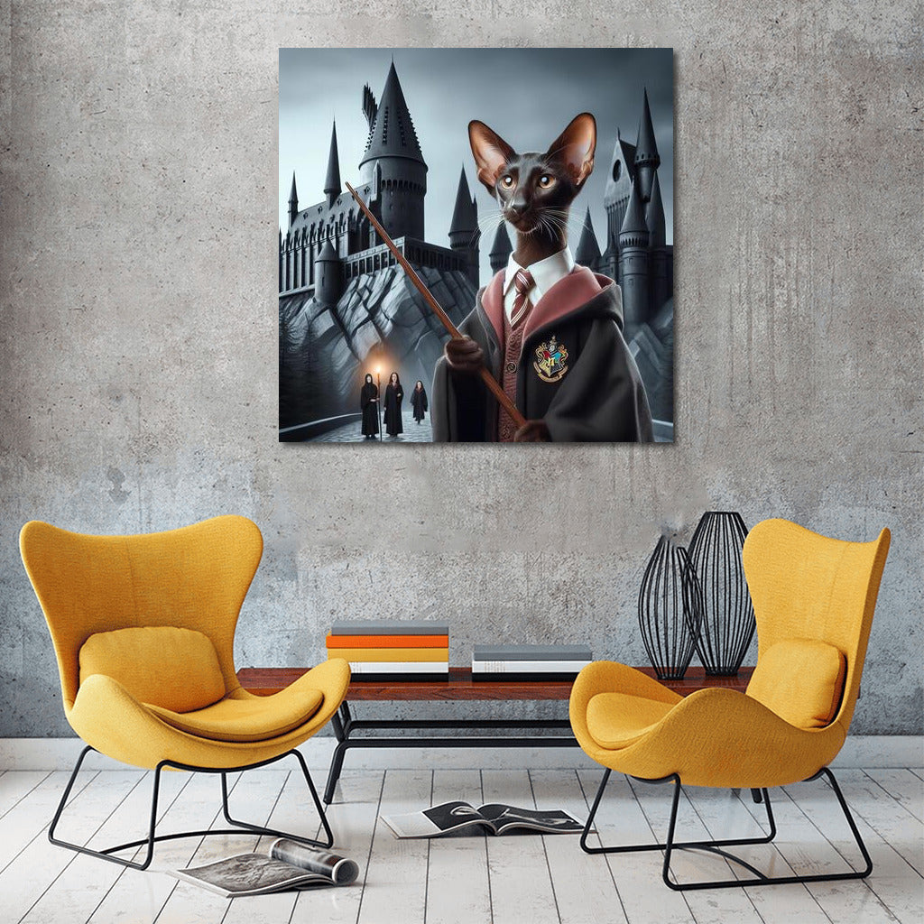 Oriental Cat in Harry Potter Style: Magic on the Wall
