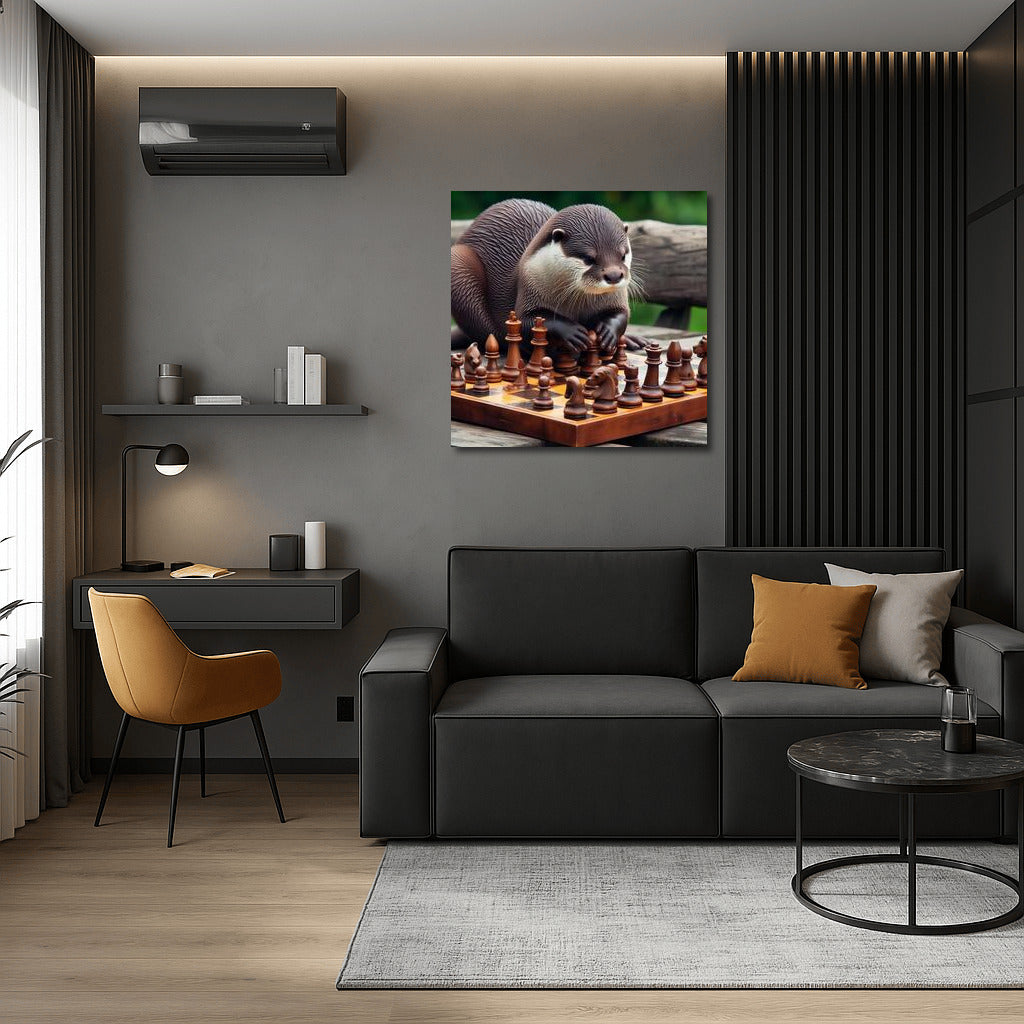 Chess Battle: Otter and the Living Pieces in the Game