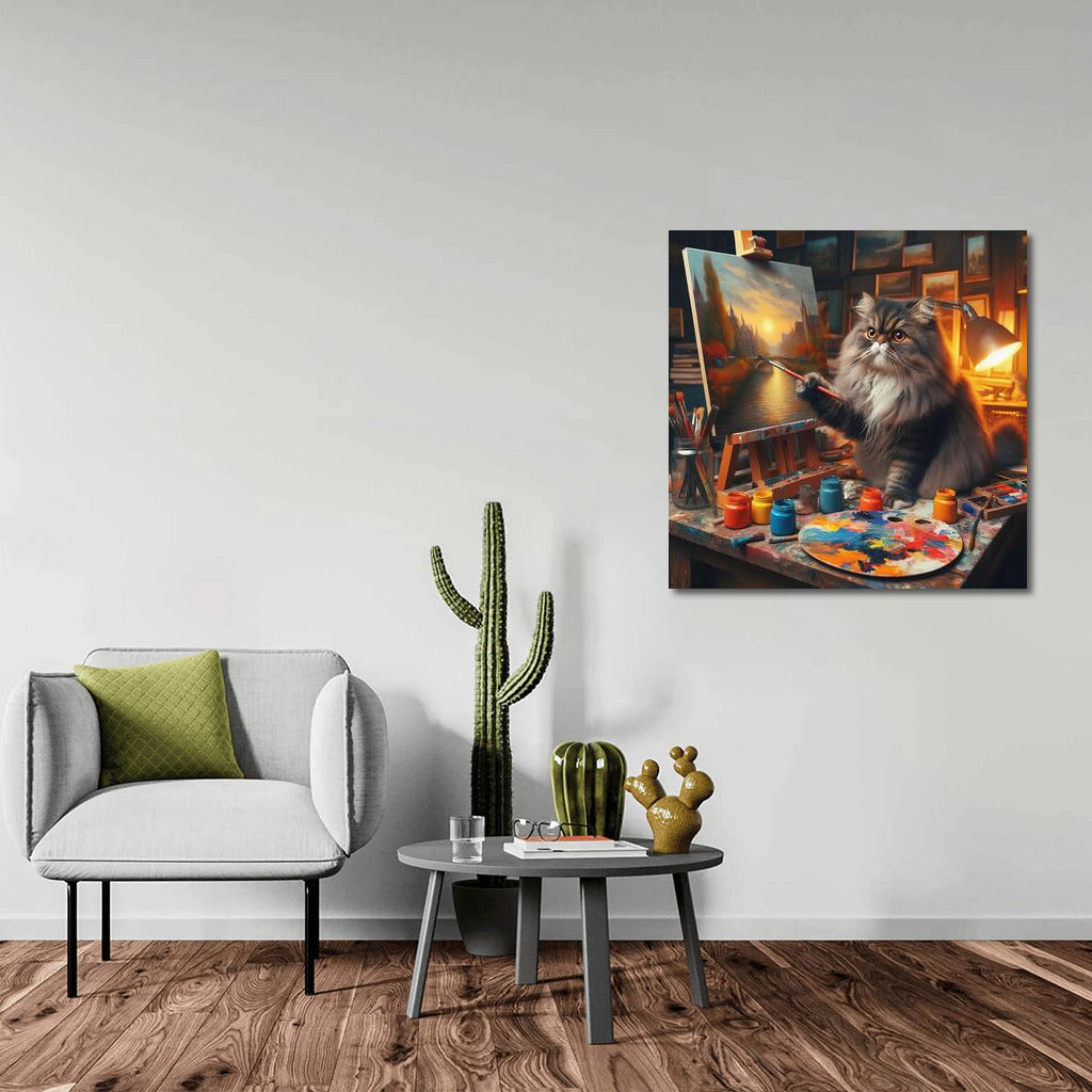 Wonders on canvas: Persian cat artist in the studio