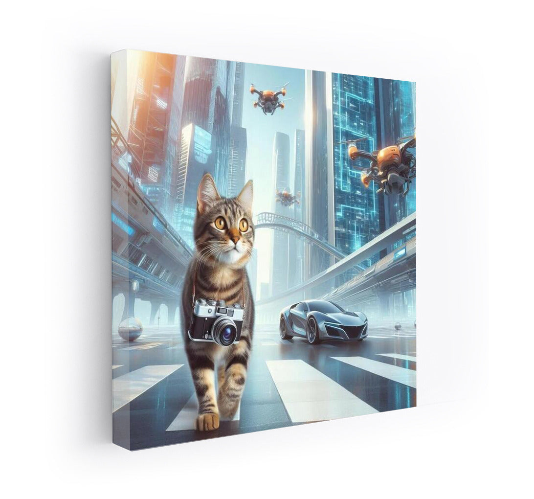 Photographer-Cat in the City of the Future: Skyscrapers and Drones