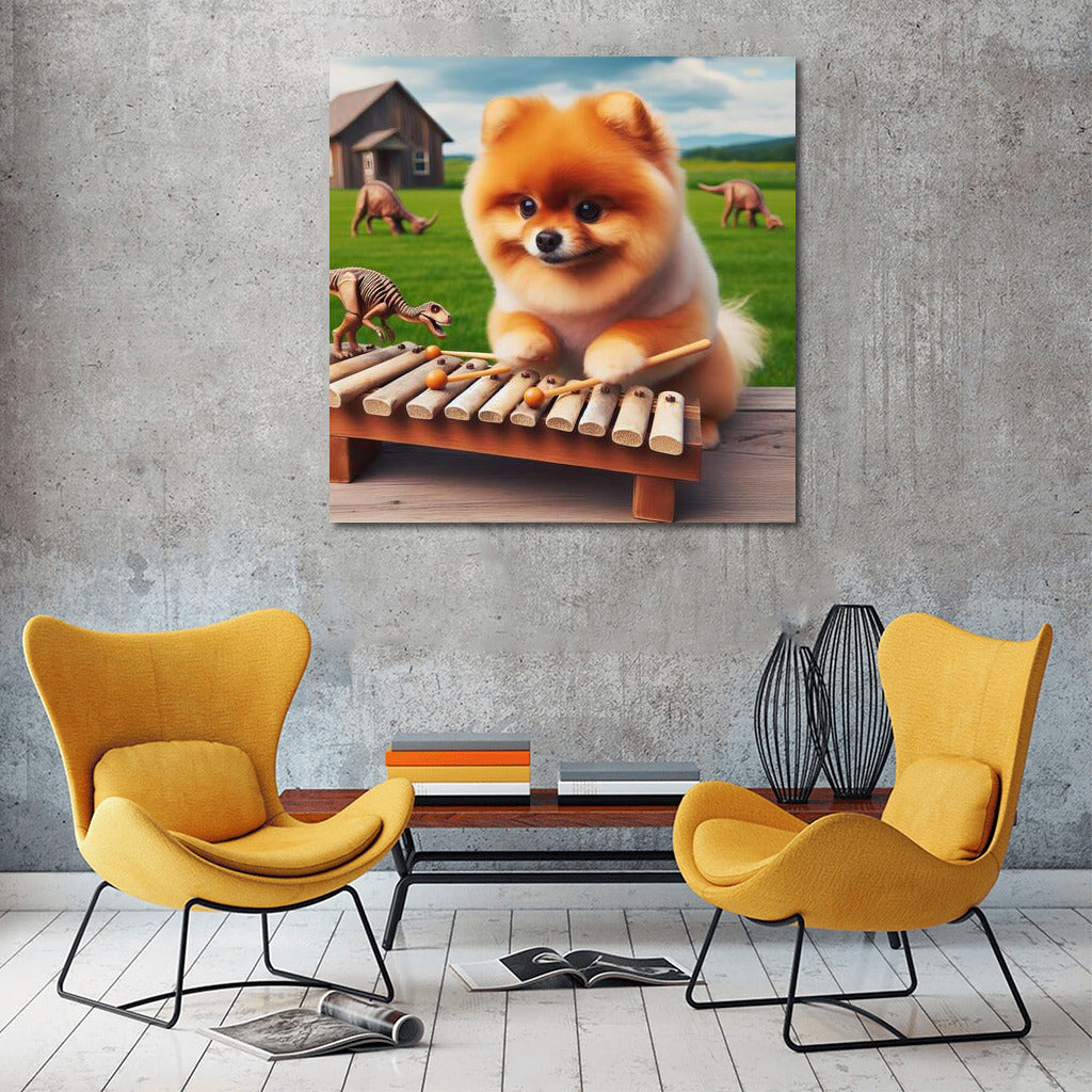 Pomeranian and Dinosaur Bone Xylophone: Musical Adventures