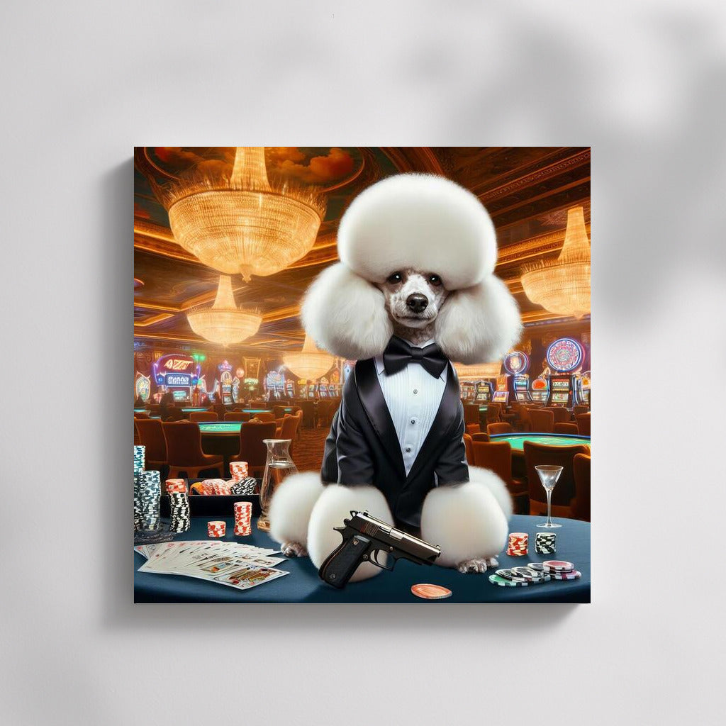 Elegant Poodle in James Bond Style: Chic and Excitement on Your Wall