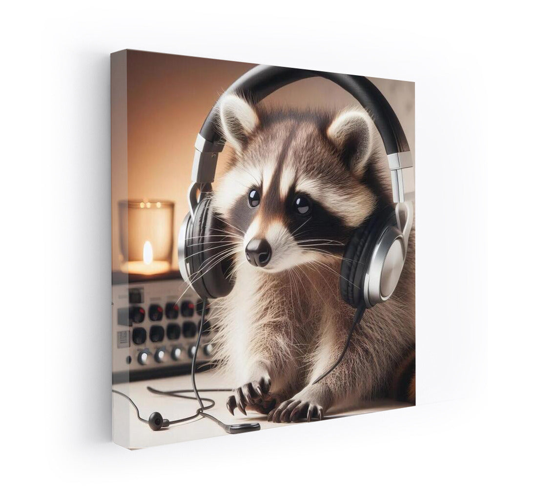 Music Lover Raccoon: Musical Harmony in Headphones