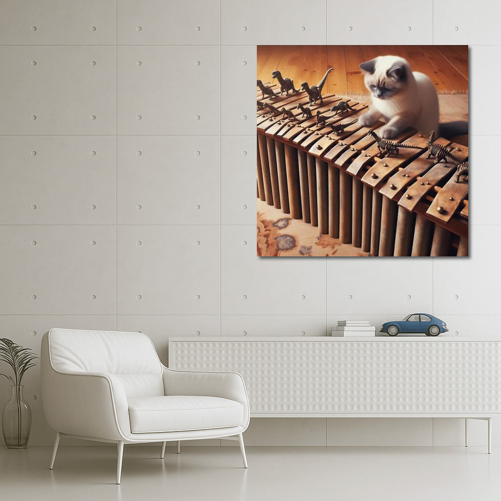 Ragdoll Cat on Dinosaur Bone Xylophone: Musical Wonder