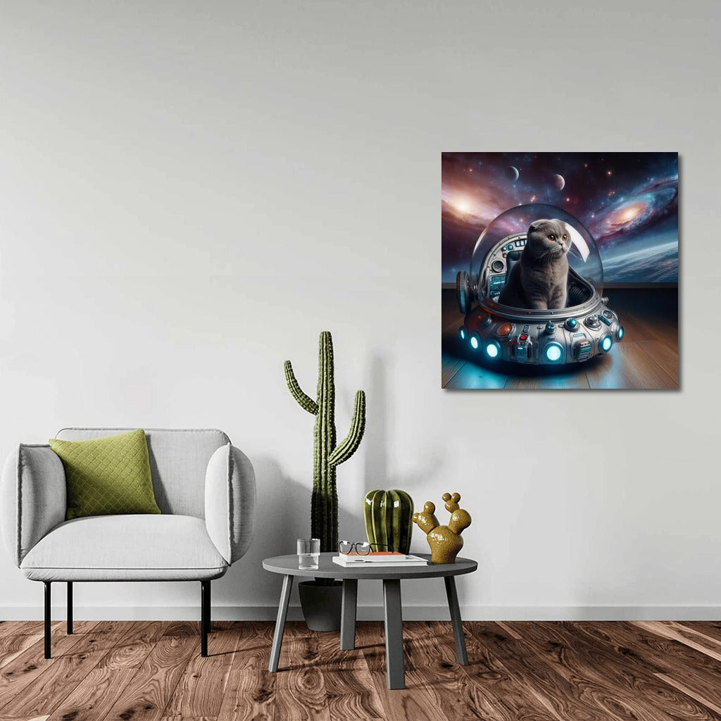 Scottish Fold's Space Journey: Cat Explores Galaxies in Starship