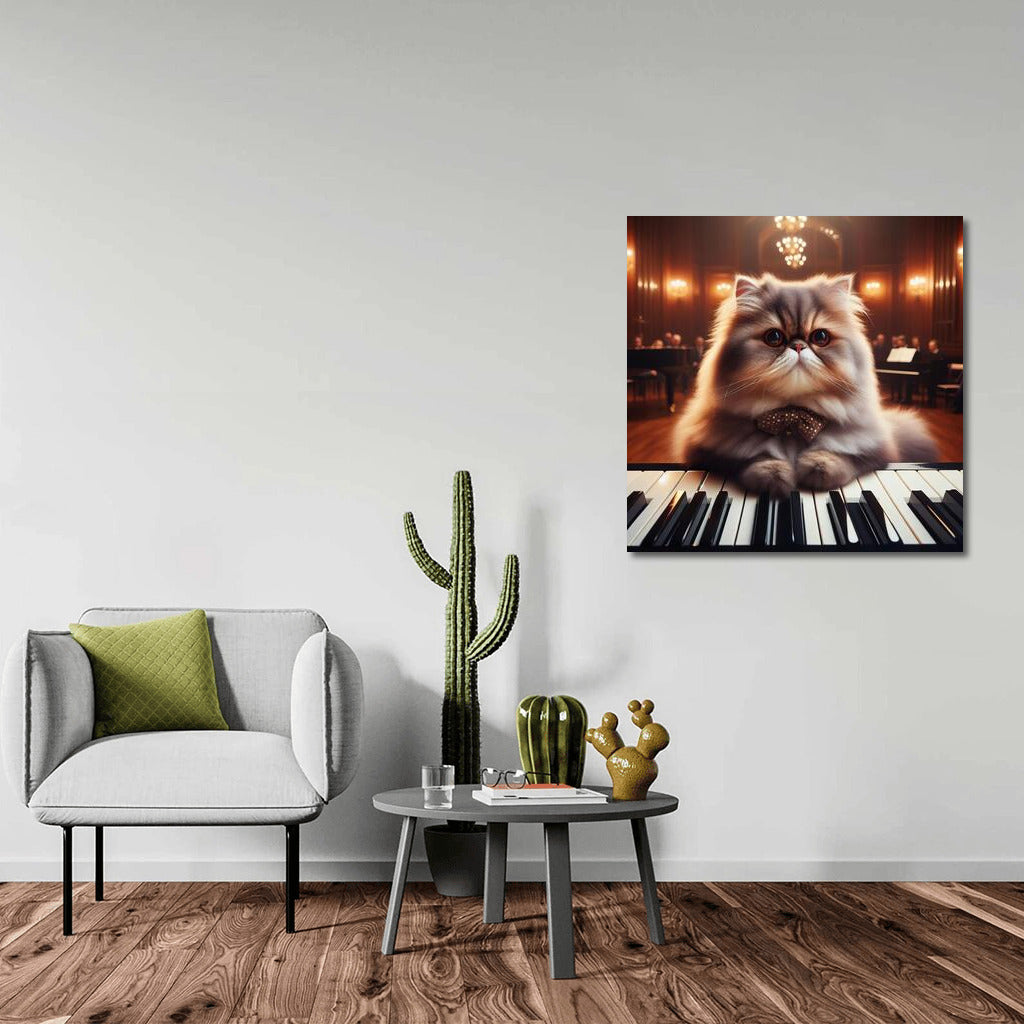 Persian Cat Virtuoso: Musical Concert in the Hall
