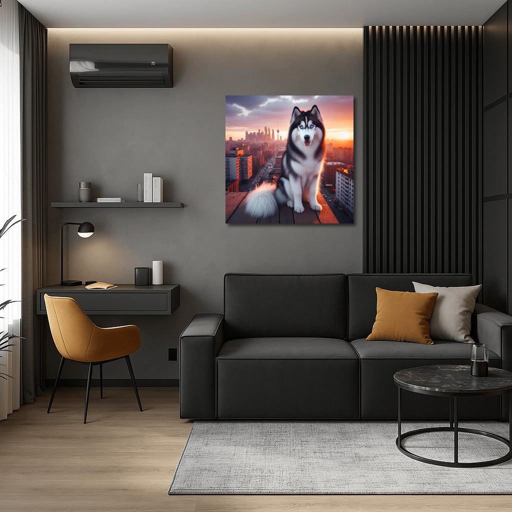 Siberian Husky on the City Roof: Style and Comfort in Your Interior
