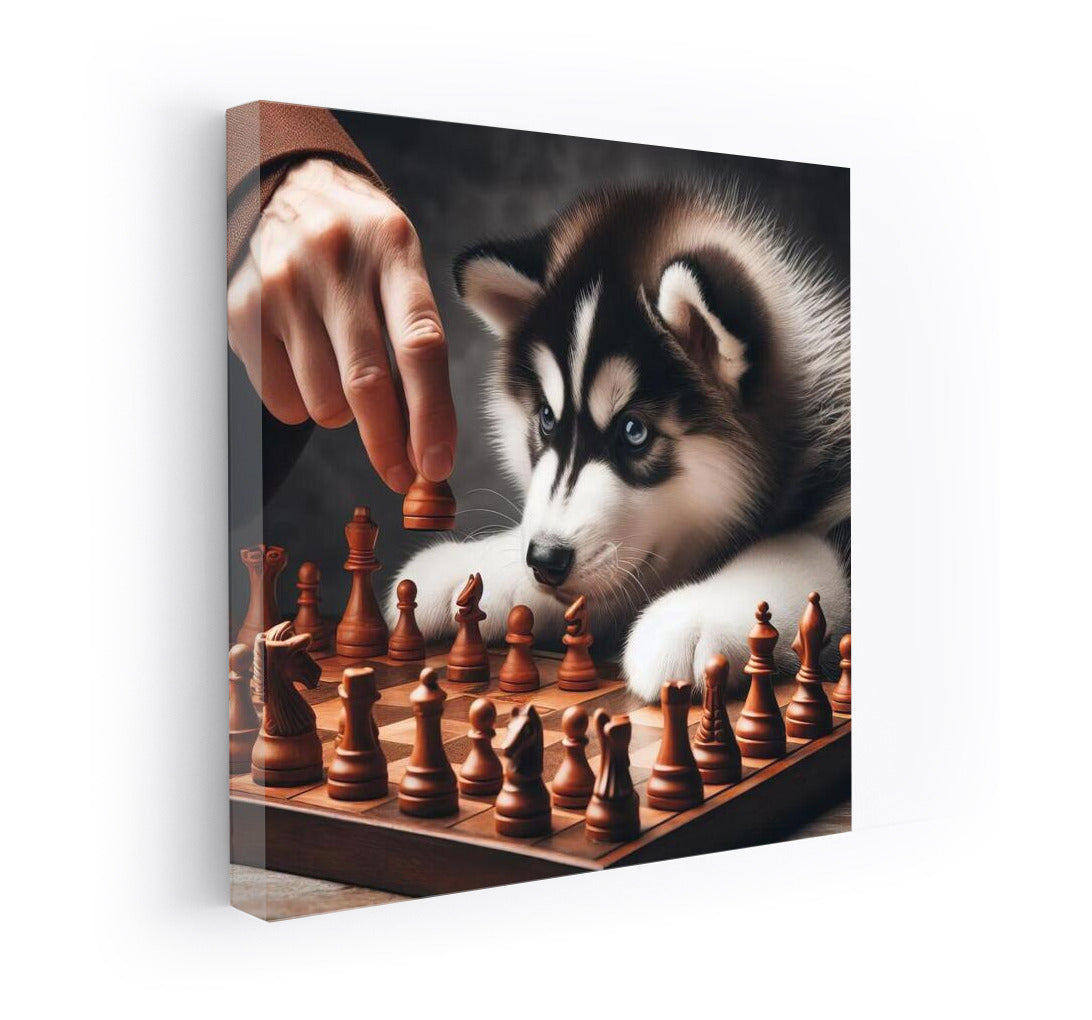 Siberian Husky Chess Tournament: Live Pieces in Battle