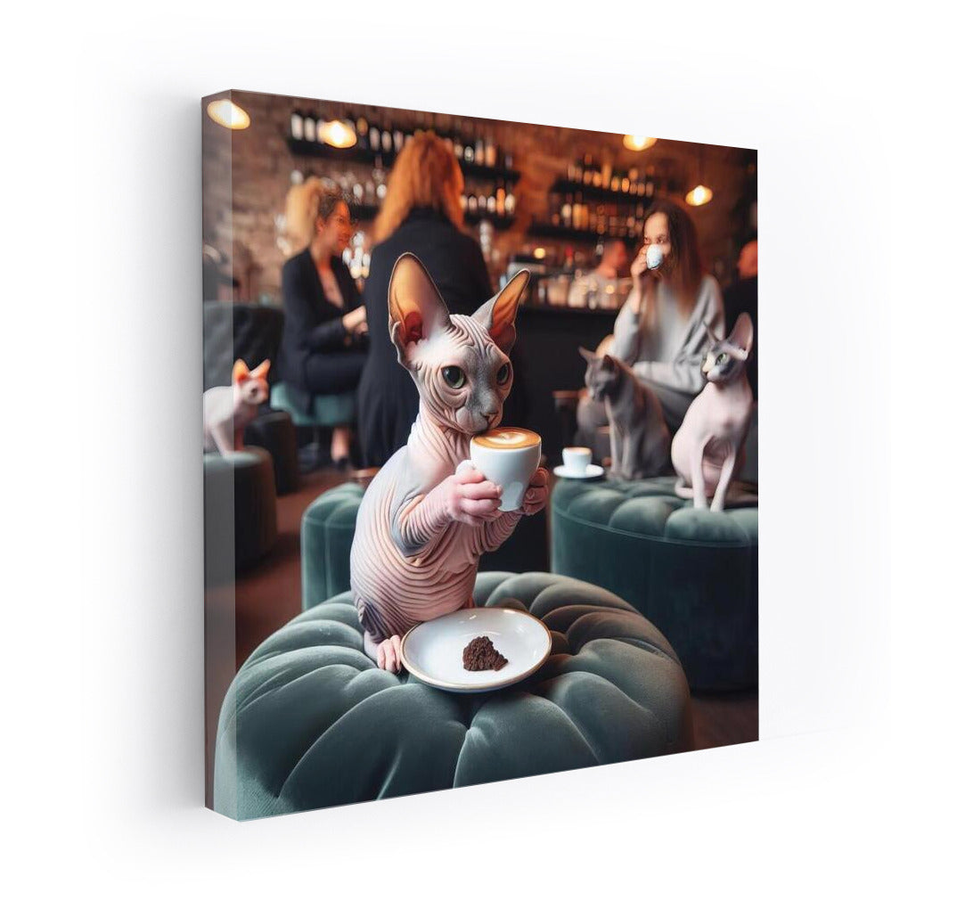 Sphinxes in Stylish Cafe: Coffee Delight
