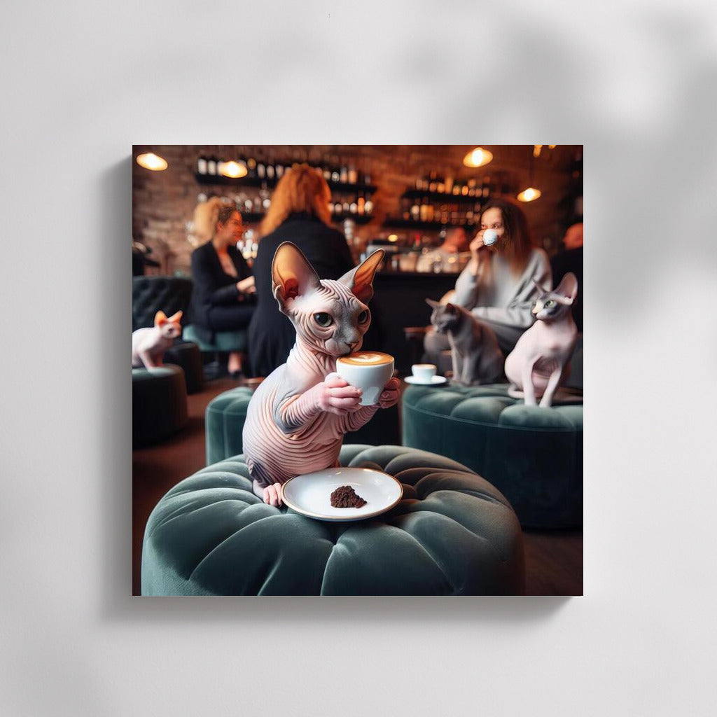 Sphinxes in Stylish Cafe: Coffee Delight