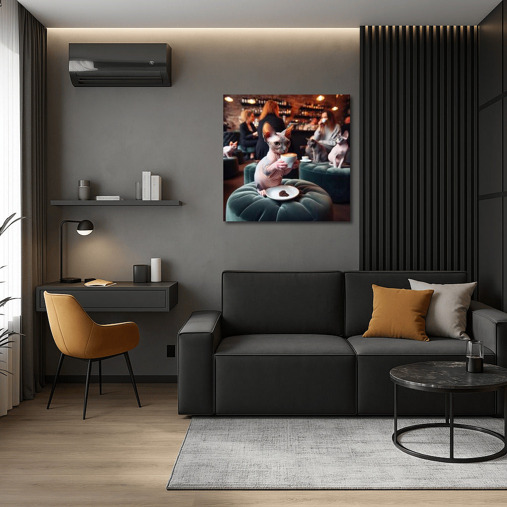Sphinxes in Stylish Cafe: Coffee Delight