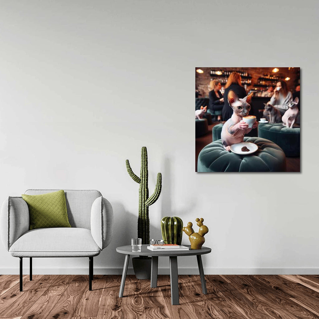 Sphinxes in Stylish Cafe: Coffee Delight