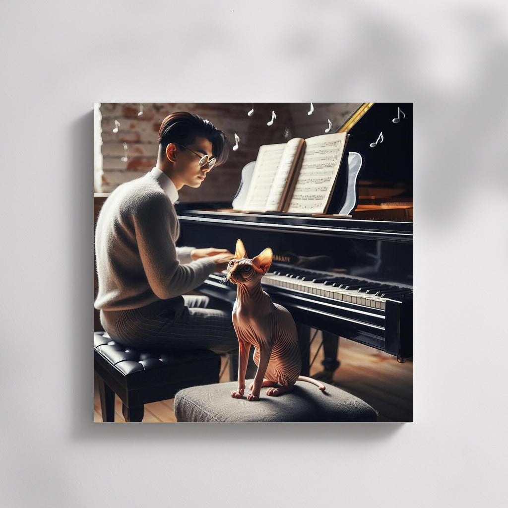 Music Studio with Sphinx and Piano: Sounds and Riddles