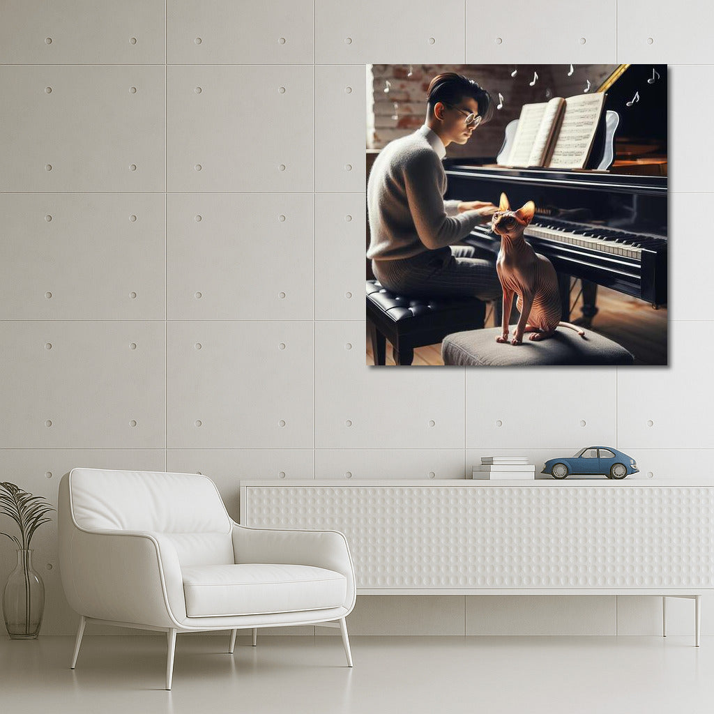 Music Studio with Sphinx and Piano: Sounds and Riddles