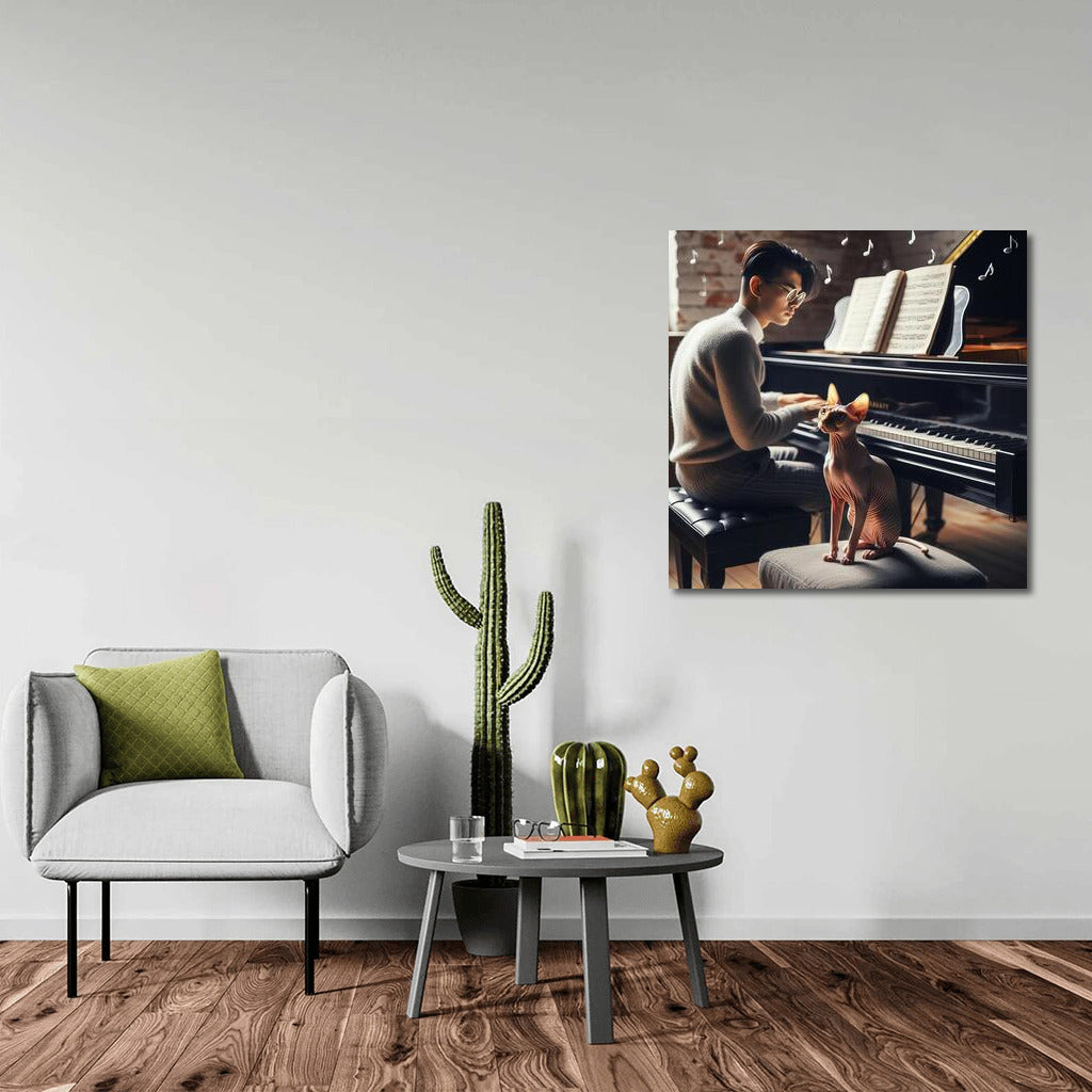 Music Studio with Sphinx and Piano: Sounds and Riddles