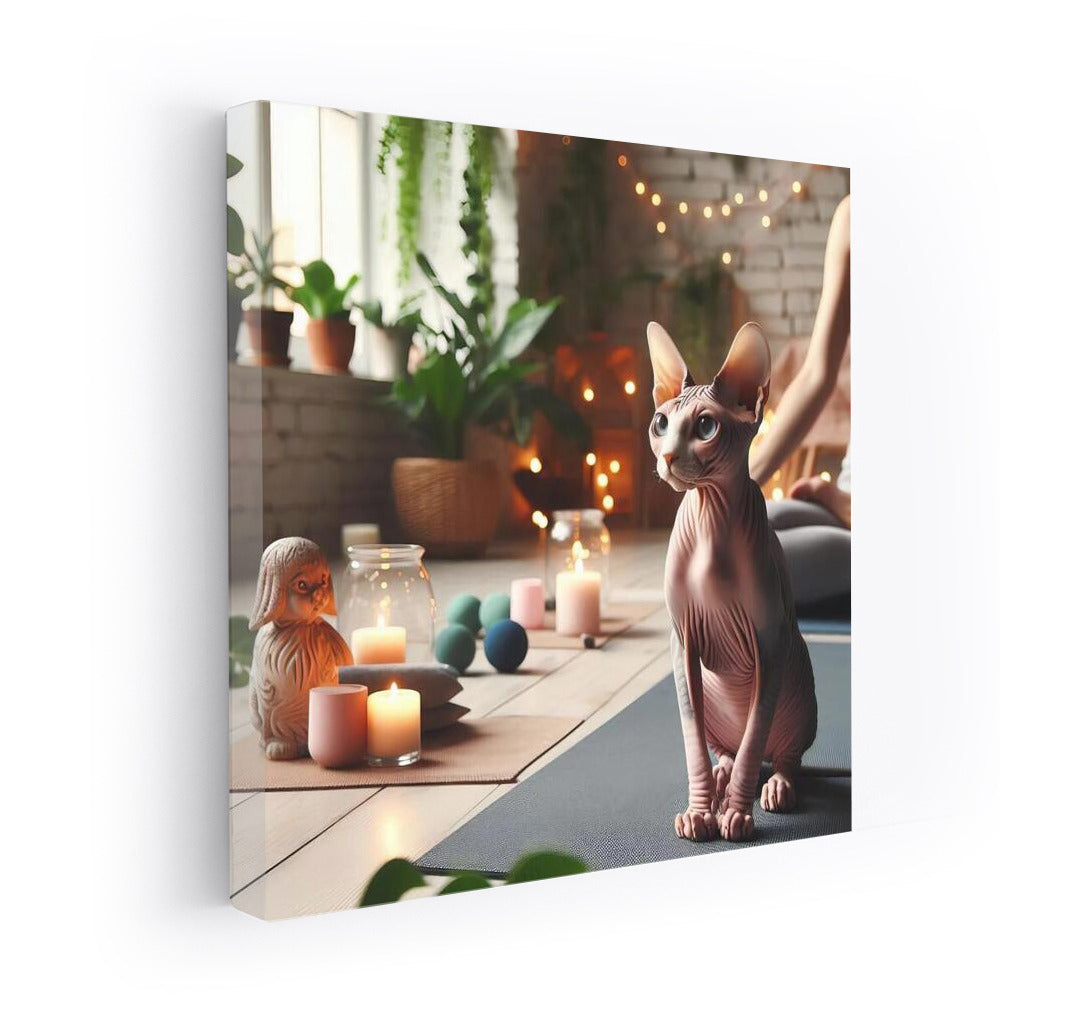 Sphinx in Yoga Studio: Meditation and Comfort Surrounded by Candles