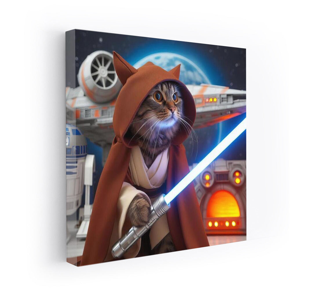 Space Cat Jedi: Star Wars Style Laser Sword and Starship