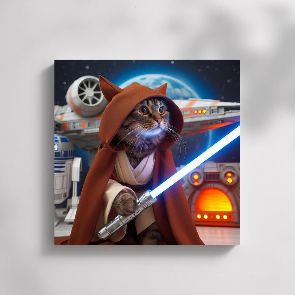 Space Cat Jedi: Star Wars Style Laser Sword and Starship