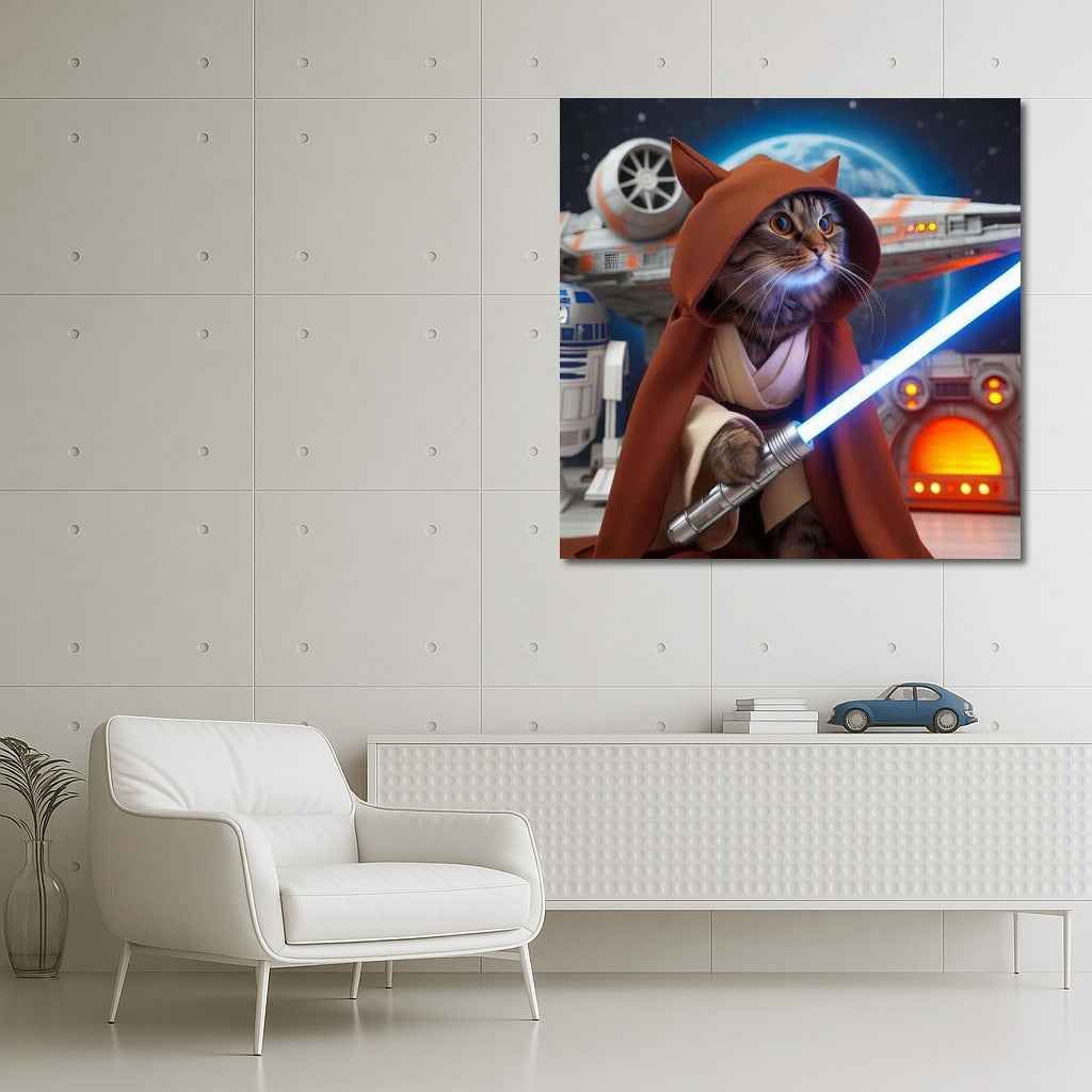 Space Cat Jedi: Star Wars Style Laser Sword and Starship
