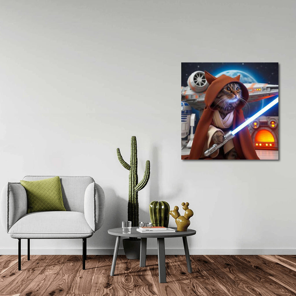Space Cat Jedi: Star Wars Style Laser Sword and Starship