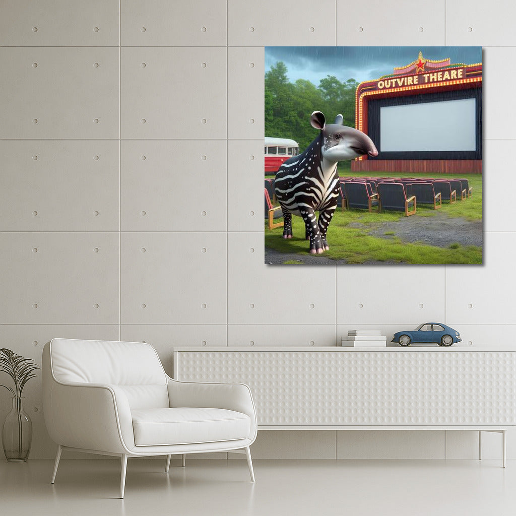 Tapir at the Movie Show Under the Stars: Vibrant Wall Art
