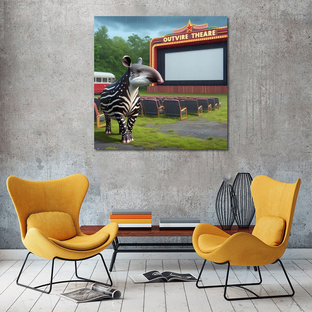 Tapir at the Movie Show Under the Stars: Vibrant Wall Art