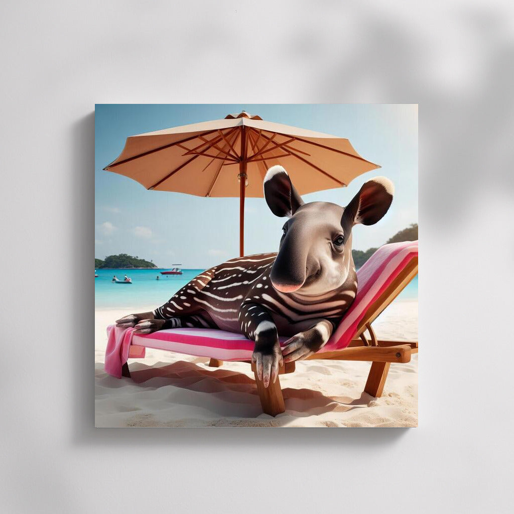 Tapir on the Beach: Relaxing under an Umbrella
